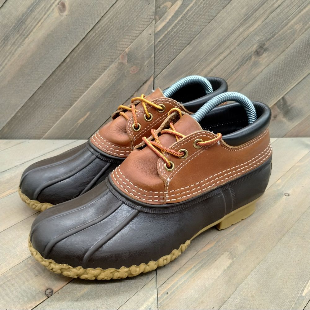 L.L. Bean Classic Duck Boots Waterproof Leather Rain Boots Brown‎ Black